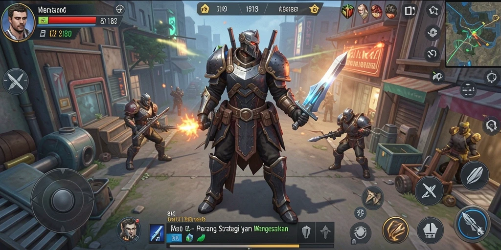 Tampilan gameplay epik dalam 8180, penuh strategi dan aksi.