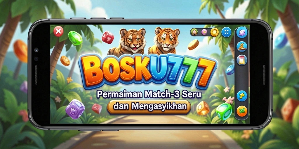 Tampilan gameplay seru dari BOSKU777 dengan tantangan Match-3.