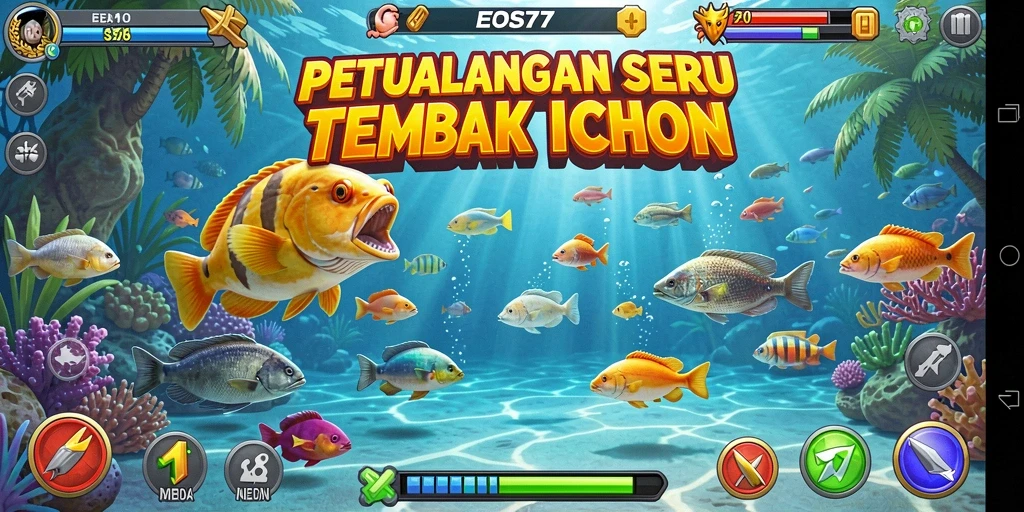 Tampilan gameplay seru dalam Tembak Ikan EOS77.