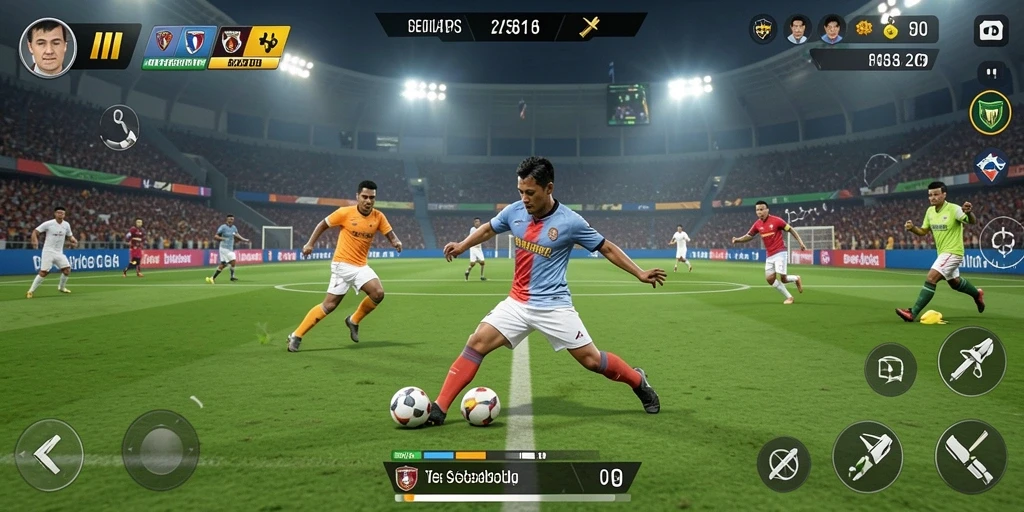 Gameplay F08 yang mendebarkan dalam setiap pertandingan sepak bola.