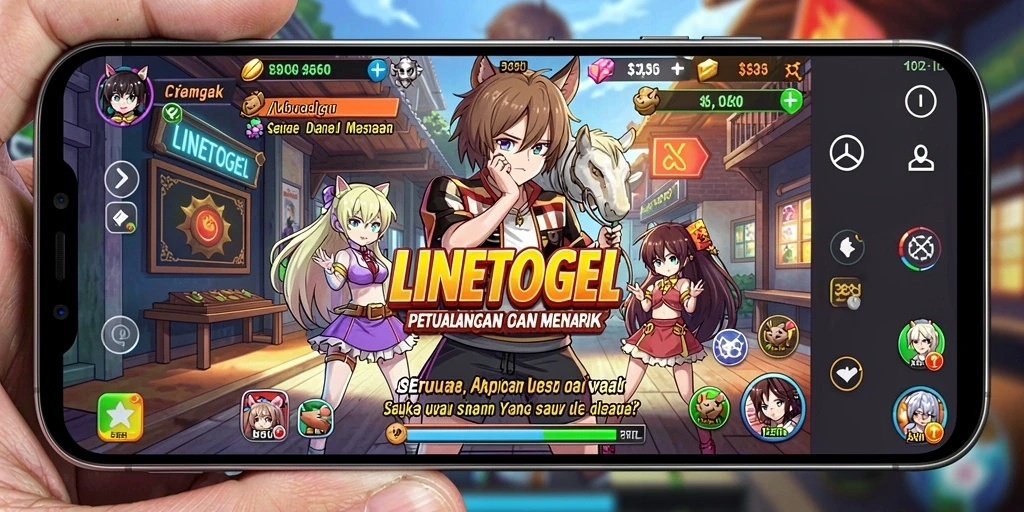 Screenshot utama LINETOGEL menampilkan karakter Anime dalam aksi menarik.
