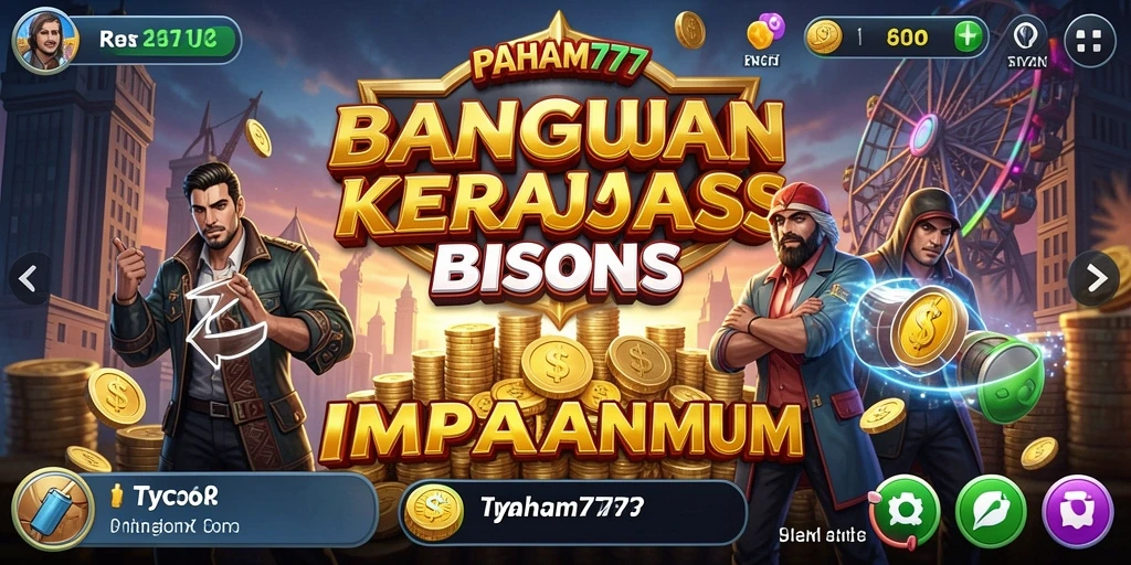 Tampilan utama gameplay PAHAM777 yang menampilkan manajemen bisnis Tycoon.
