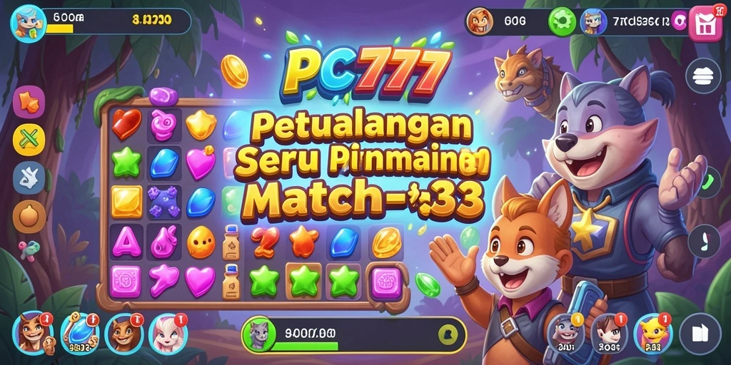 Tangkapan layar PC777 menampilkan gameplay seru dalam tantangan match-3.
