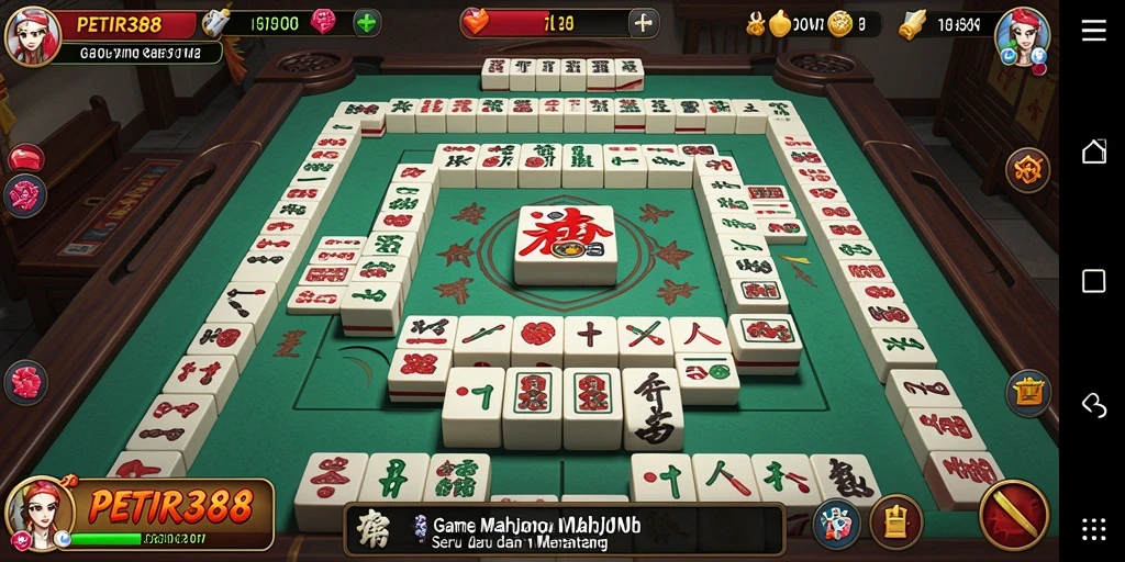 Tampilan gameplay Mahjong yang seru di PETIR388.
