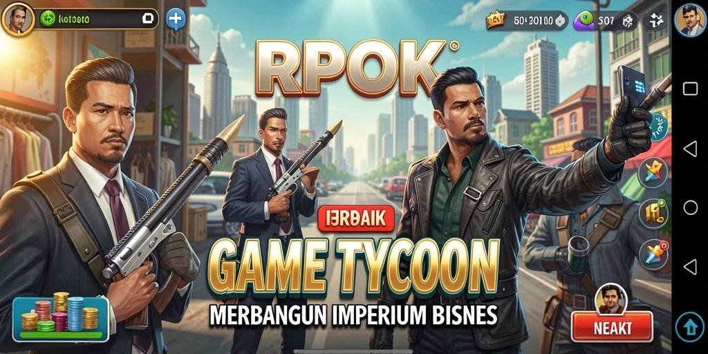 Screenshot utama RPOK menampilkan gameplay seru dalam membangun bisnis Tycoon.