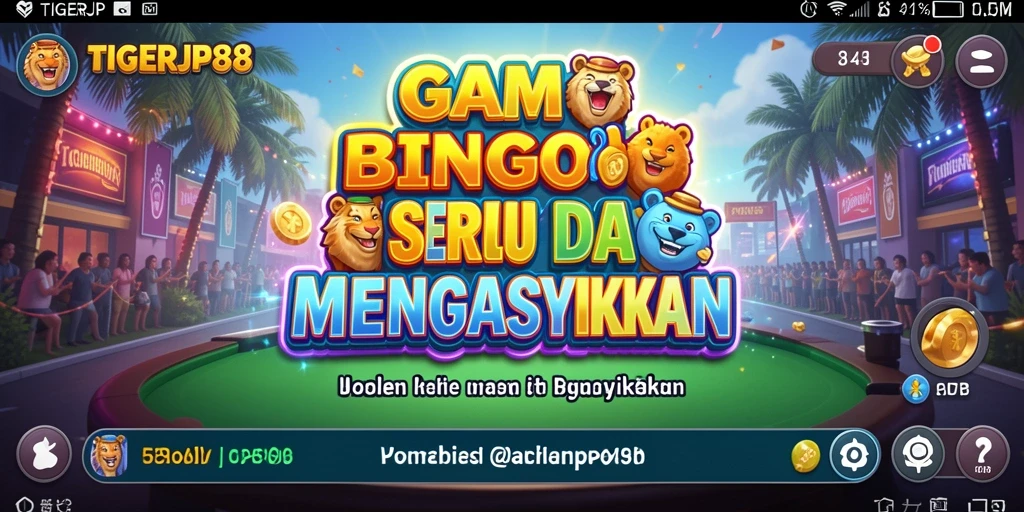 Tampilan utama TIGERJP88 menampilkan keseruan gameplay Bingo yang penuh warna.